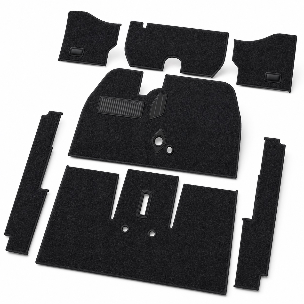 Schlingenware Teppichsatz für die Innenausstattung deluxe, schwarz (7-teilig)