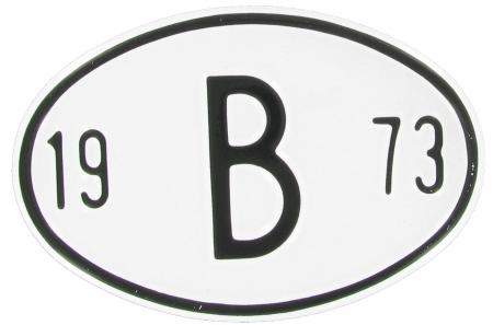 Landesplakette B 1973 | Aluminium Nationalitätsschild für VW Oldtimer