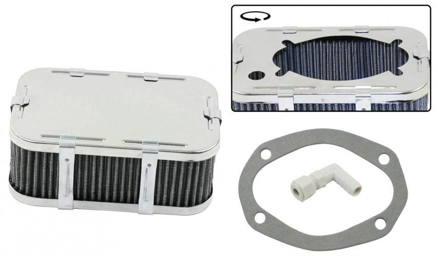 Chrom rechteckiger Luftfilter für VW Oldtimer mit Weber/EMPI/Dellorto