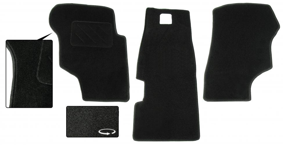 Teppich Fußmatten schwarz 3-teilig, gesäumt, Fersenpolster