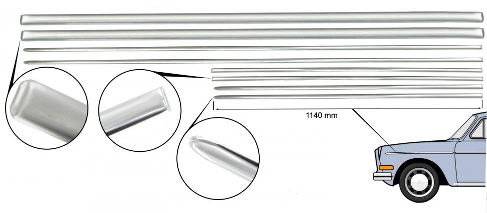 Zierleisten-Satz ohne Standlicht, 8-teilig, poliertes Aluminium