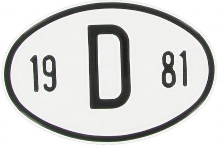 Landesplakette D 1981 Aluminium oval 18x12cm für Oldtimer