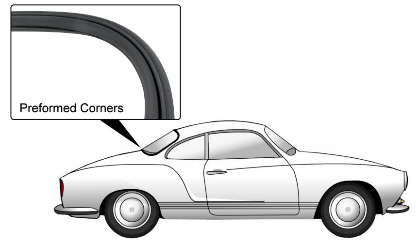Heckfensterdichtung mit Zierleistennut für Karmann Ghia