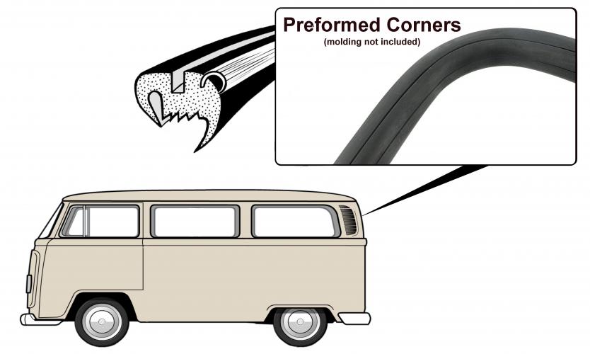 Heckfensterdichtung Deluxe mit Nuten für VW Bulli