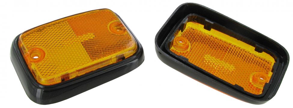 Seitenreflektor vorne bernstein-orange mit schwarzer Basis