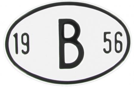 Landesplakette B 1956 – Aluminium Nationalitätsschild für Oldtimer