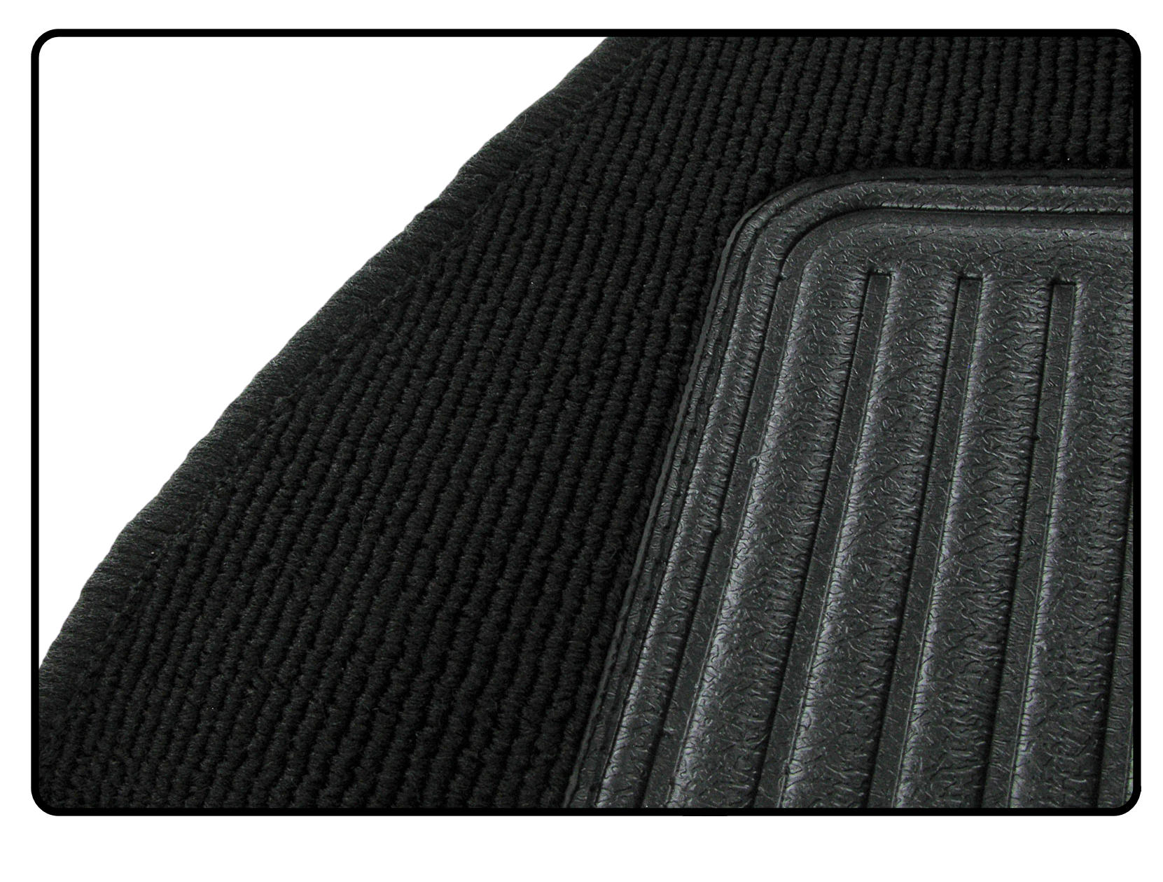 Gerippter Schlingenware Innenraum-Teppichsatz, schwarz (7-teilig)