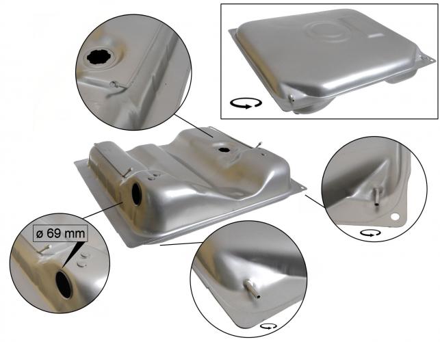 Kraftstofftank 69mm Benzin/Diesel – Pulverbeschichtet