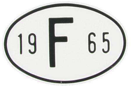 Landesplakette F 1965 – Aluminium Nationalitätszeichen