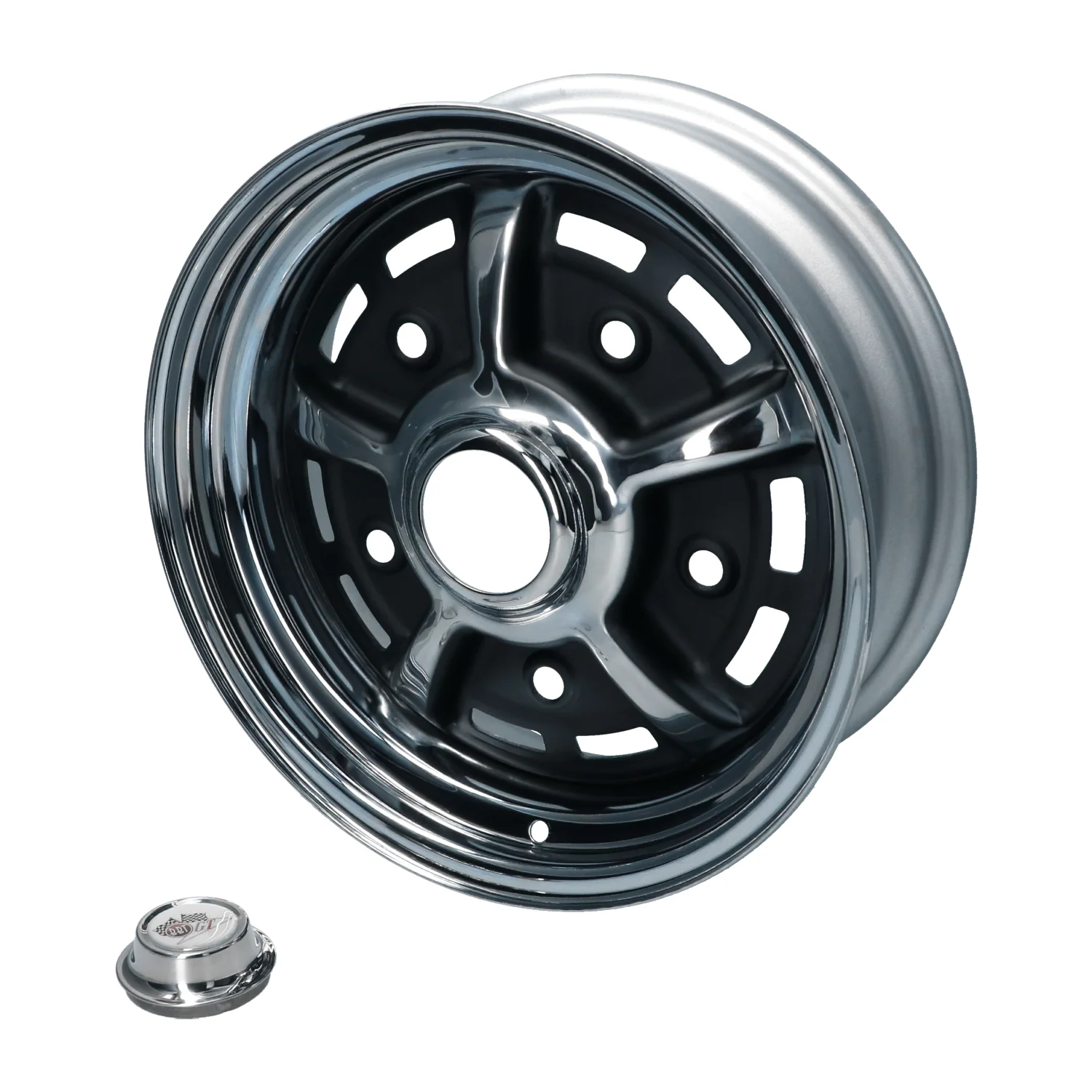 Rad BBT Sprintstar Chrom/schwarz 5,5x15 Zoll 5-Loch