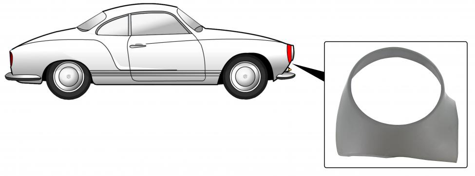 Kotflügel Reparaturplatte rechts um Scheinwerfer für Karmann Ghia