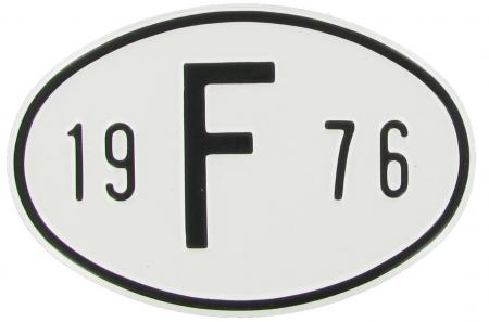 Landesplakette F 1976 – Aluminium Nationalitätsschild