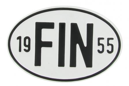 Landesplakette FIN 1955 – Aluminium Nationalitätskennzeichen oval