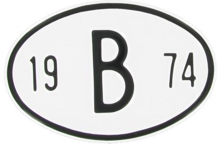 Landesplakette B 1974 – Aluminium Nationalitätsschild für VW-Klassiker