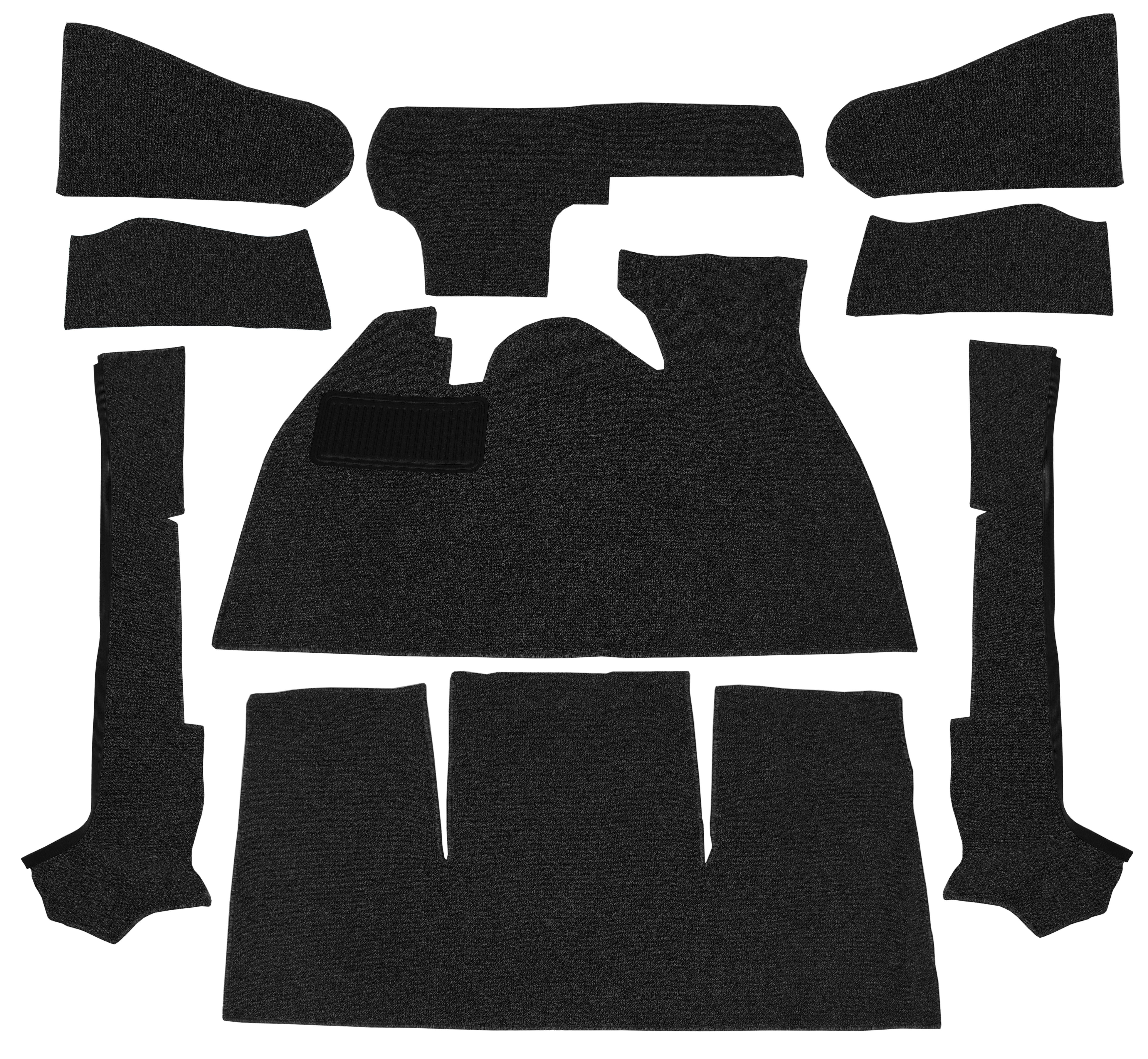 Gerippter Schlingenware Innenraum-Teppichsatz, schwarz (9-teilig)
