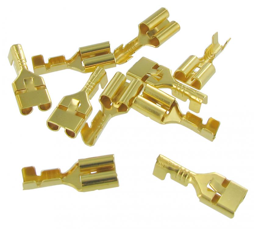 Flachsteckhülsen 6,3mm unisoliert für 0,5-1,0mm² Kabel