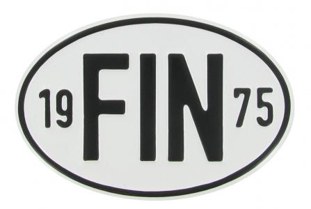 Landesplakette FIN 1975 – Aluminium Nationalitätszeichen oval
