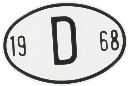 D Landesplakette 1968 oval Aluminium für VW Oldtimer