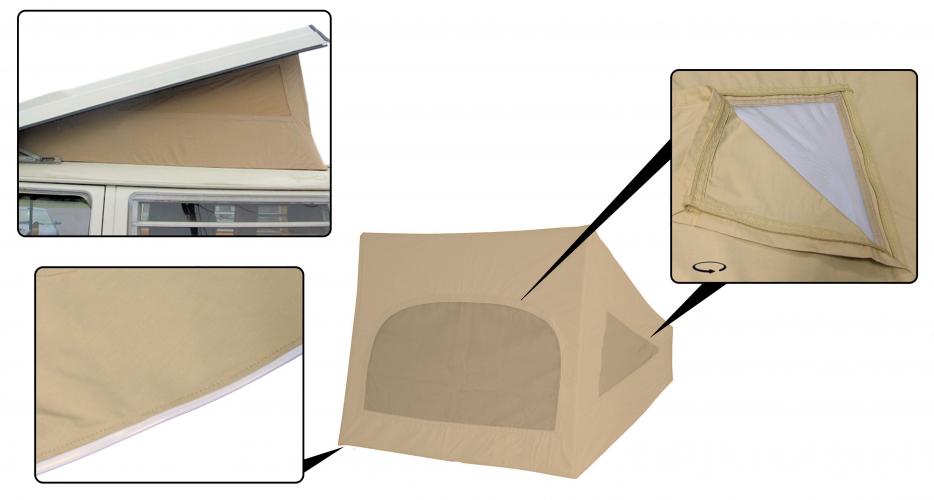 Westfalia Zeltplane 3 Fenster beige für Bulli T2 1967-1973