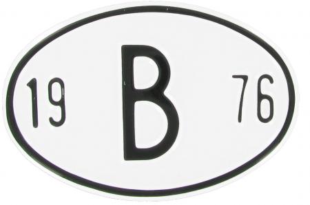 Landesplakette B 1976 – Aluminium Nationalitätsschild für Oldtimer