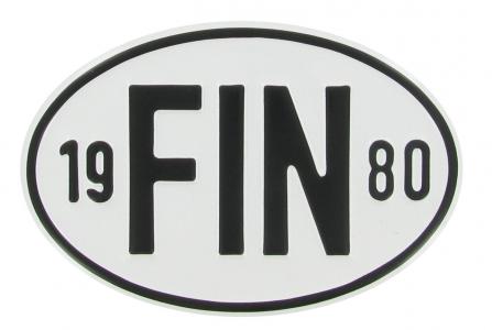 Landesplakette FIN 1980 – Aluminium Länderschild oval
