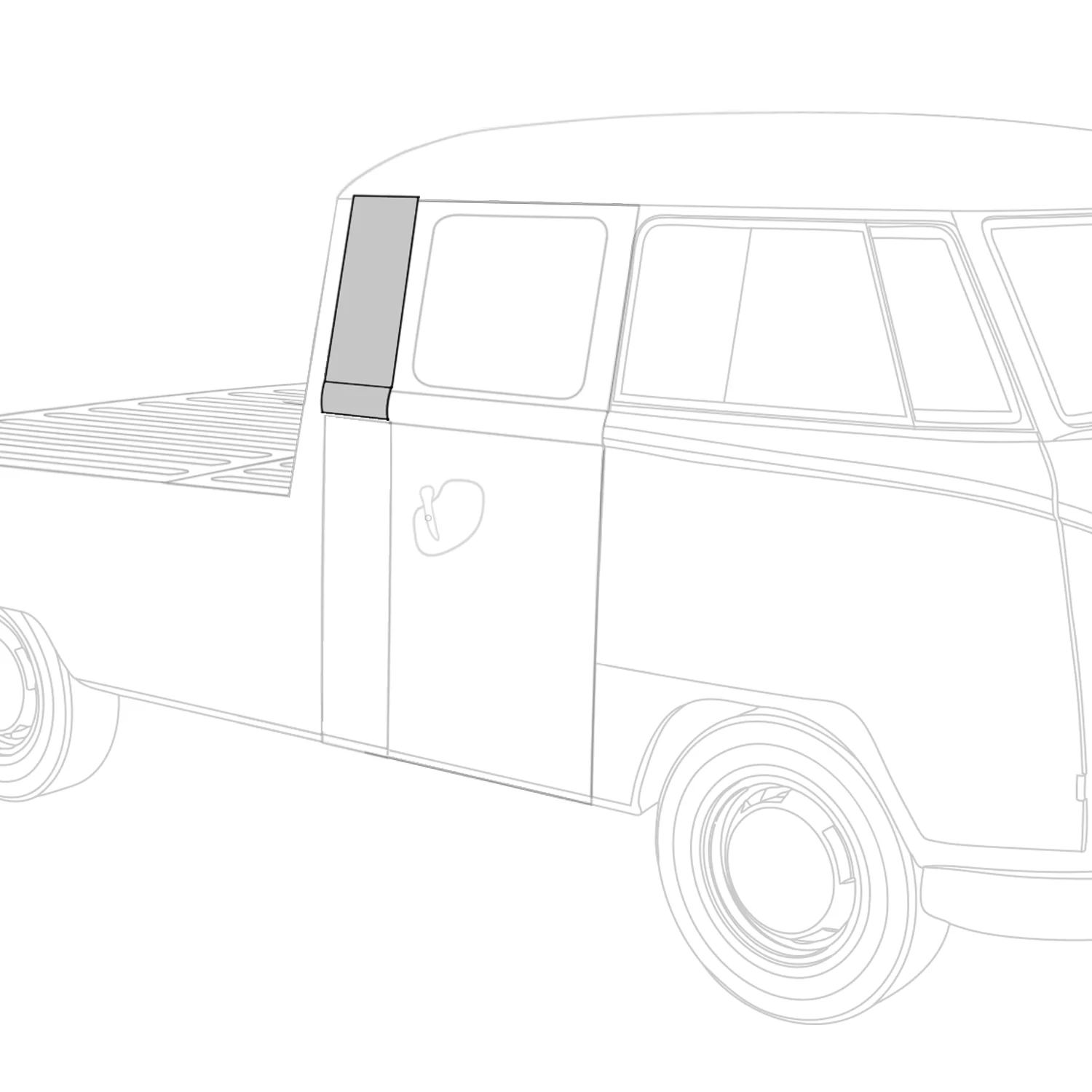 Seitblech oben kurz links für VW Bus Pick Up bis 1967