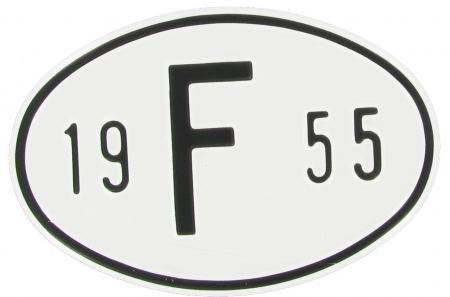 Landesplakette F 1955 – Aluminium Länderschild für Oldtimer