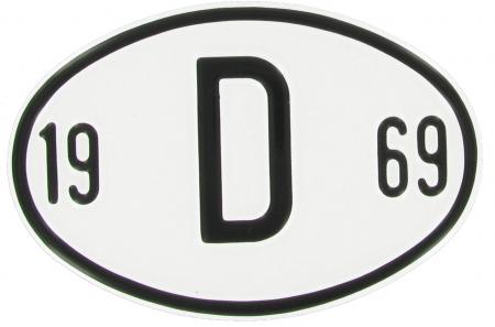 Landesplakette D 1969 - Aluminium Nationalitätszeichen für VW Oldtimer