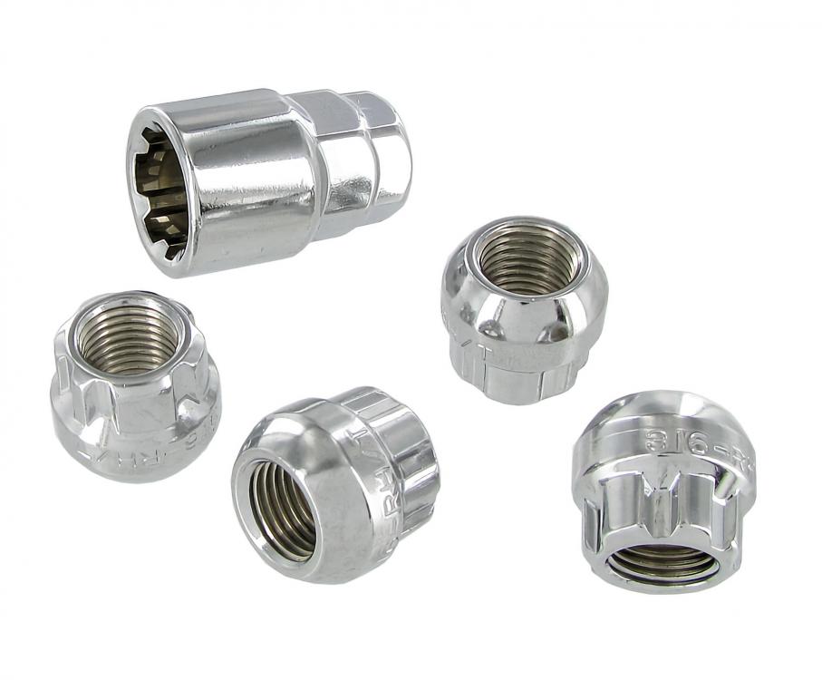Radmuttern Chrom M14 gesichert
