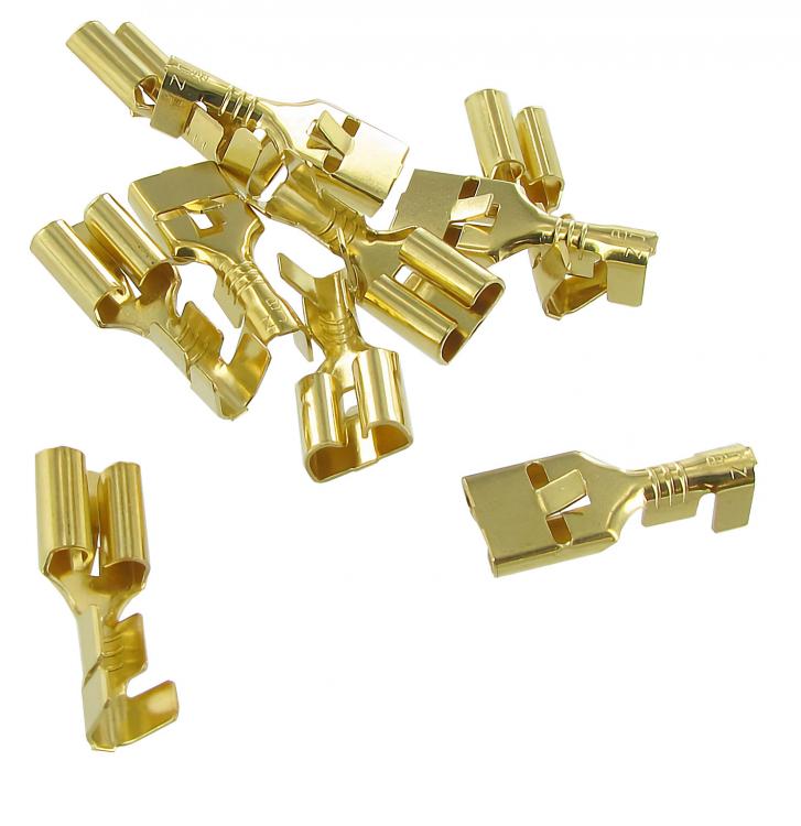 Flachsteckhülsen 6,3mm unisoliert 1,5-2,5mm² mit Rastnase