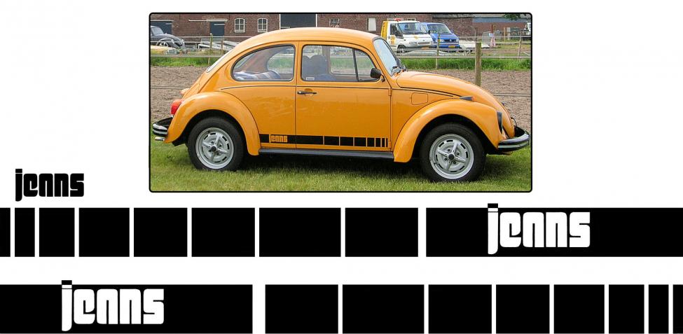 Striping Satz JEANSBUG für VW Käfer ab 1974