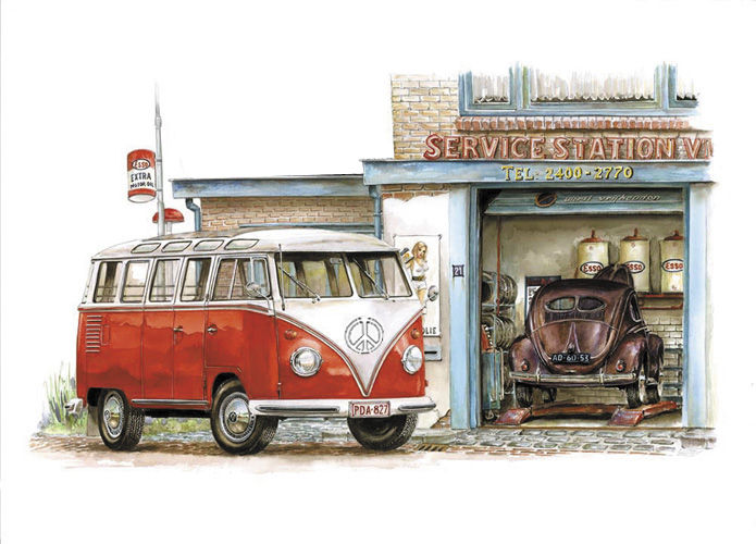 Litho 1962 Samba und Beetle - limitierte Künstlerausgabe 50x70cm