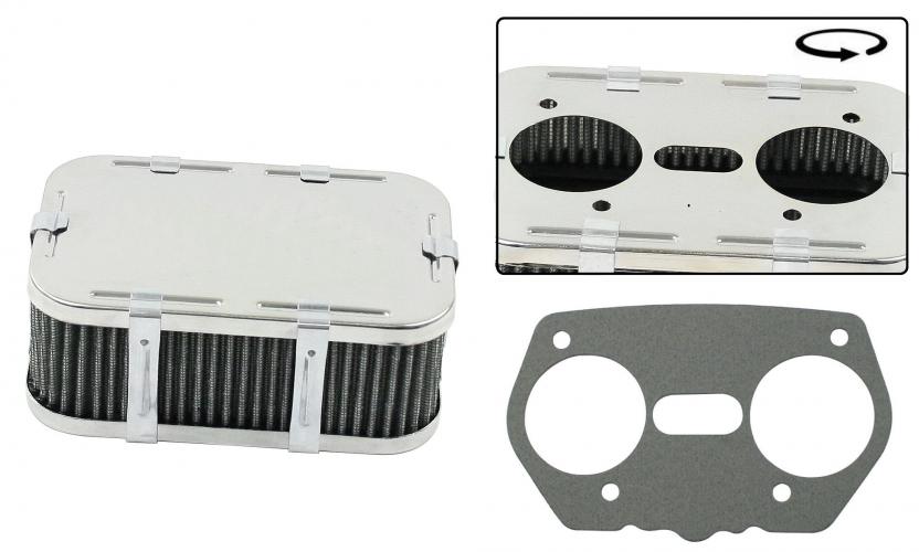Chrom rechteckiger Luftfilter für Weber EMPI Dellorto Vergaser