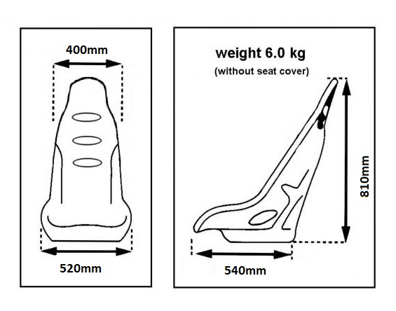 Poly High Back Schalensitz schwarz für VW Oldtimer