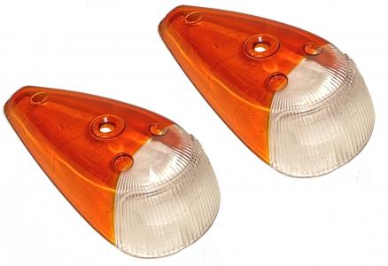 Blinkerglas Bernstein Orange/Weiß italienisch für Käfer