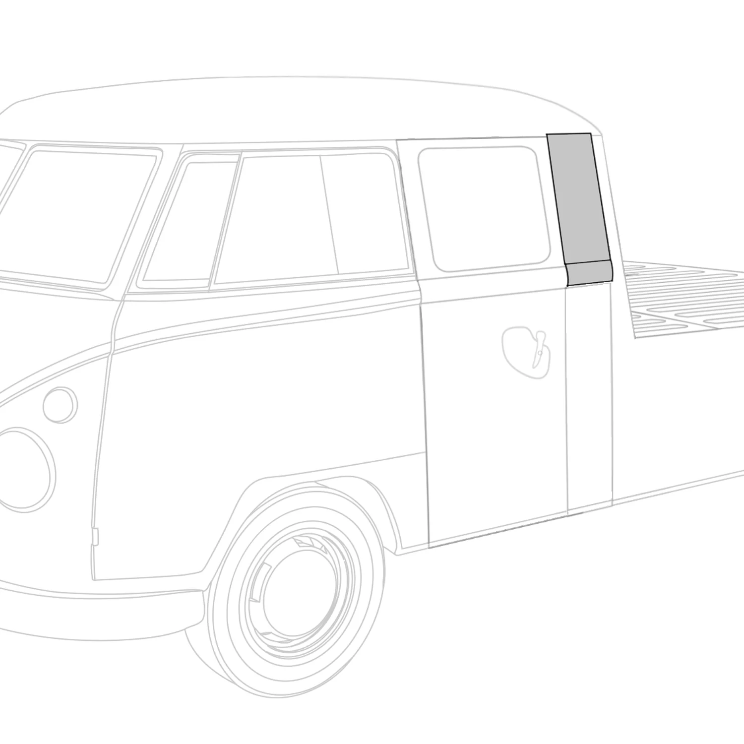 Seitblech oben kurz Rechts Doppelcabine VW Bus Pick Up