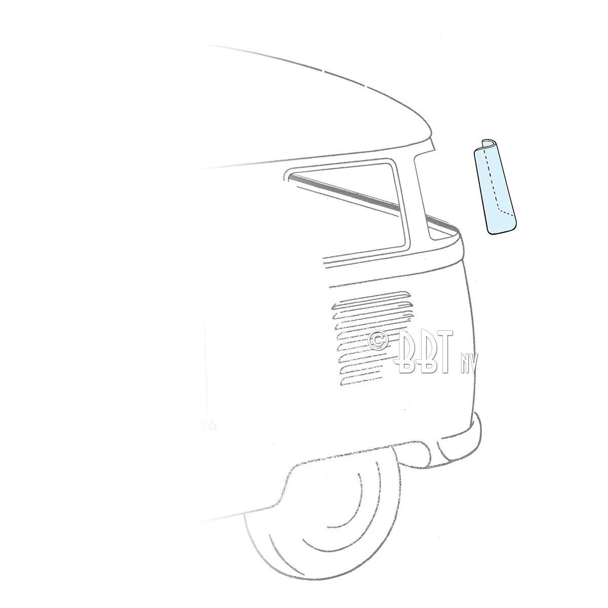Seitenfenster Scheibe klar für VW Bus 03/55-07/63