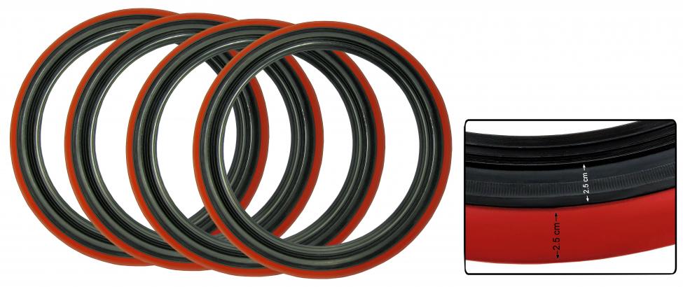 Reifenringe 2,5 cm Schwarz/Rot Line
