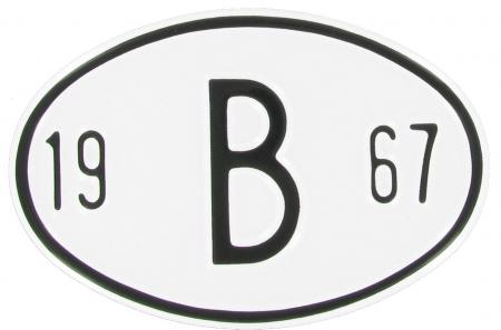 Landesplakette B 1967 – Aluminium Nationalitätszeichen für Oldtimer