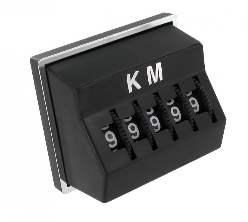 Kilometerzähler KM Schwarz mit Chromleiste für VW Oldtimer